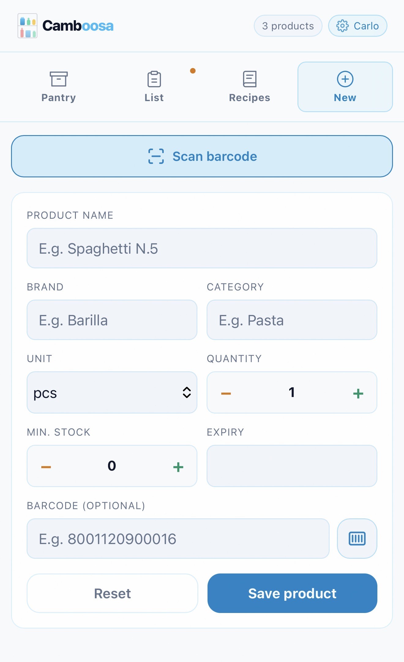 Nuovo prodotto con scanner barcode